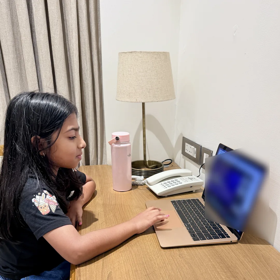 A child working through a Startopia Skills module at home